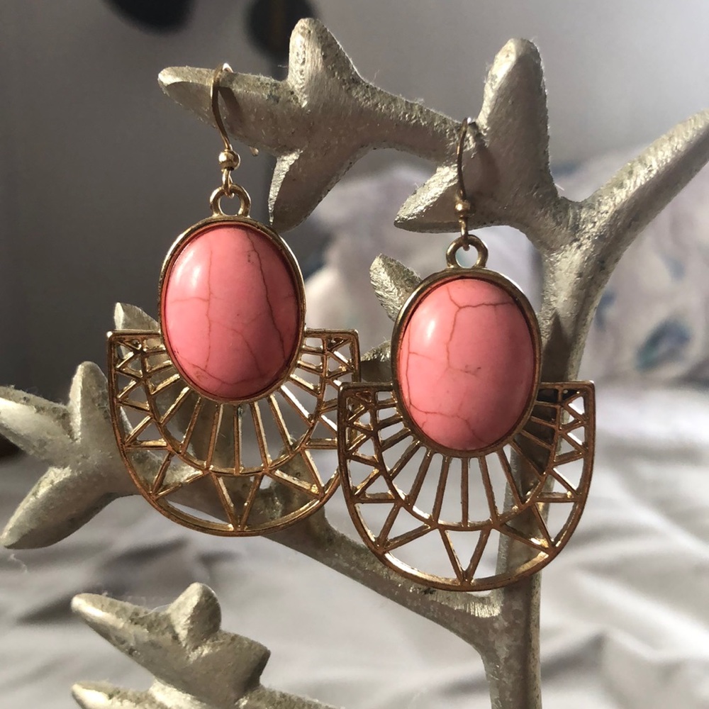 Pink turquoise earrings